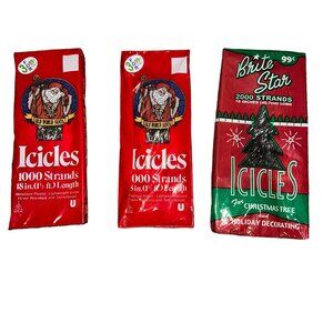 New Vintage Brite Star Old World Santa Christmas Tree Icicles 1000 2000 Strands
